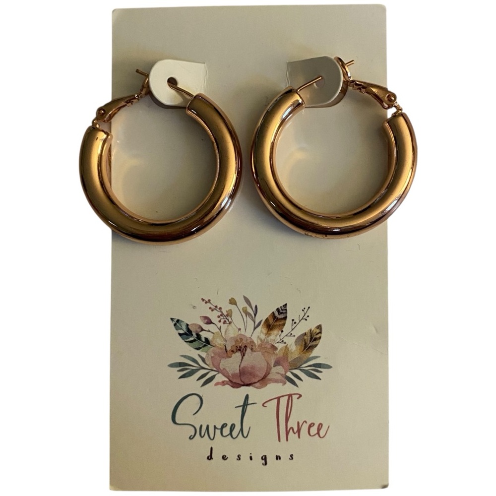 Chunky Rose Gold Small Hoop Earrings